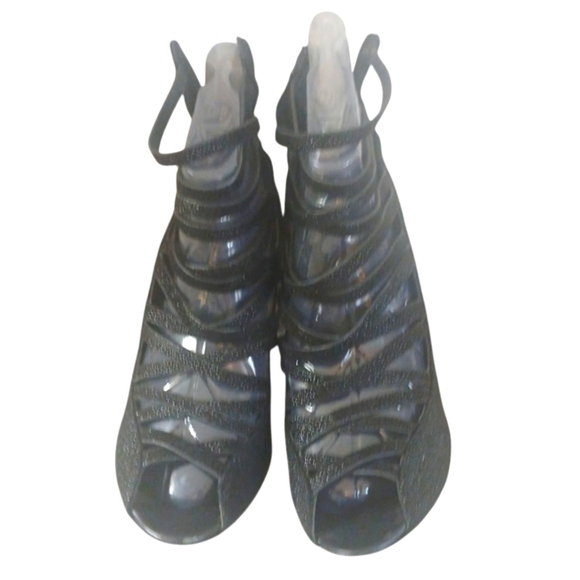 Rebecca Minkoff Beaded Black Stiletto Heeled Sandals Size 8 - Picture 2 of 9